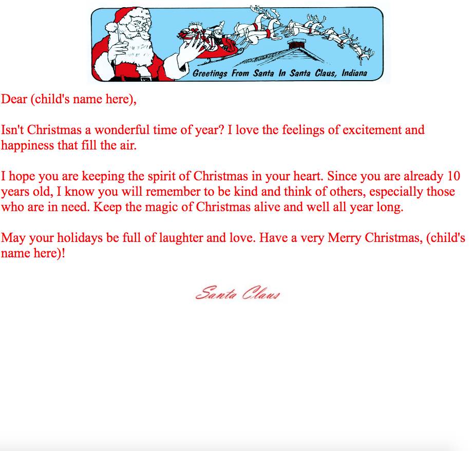 letter from santa claus